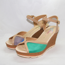 2014 women’s shoes a915 color block decoration wedges platform high heel open toe sandals