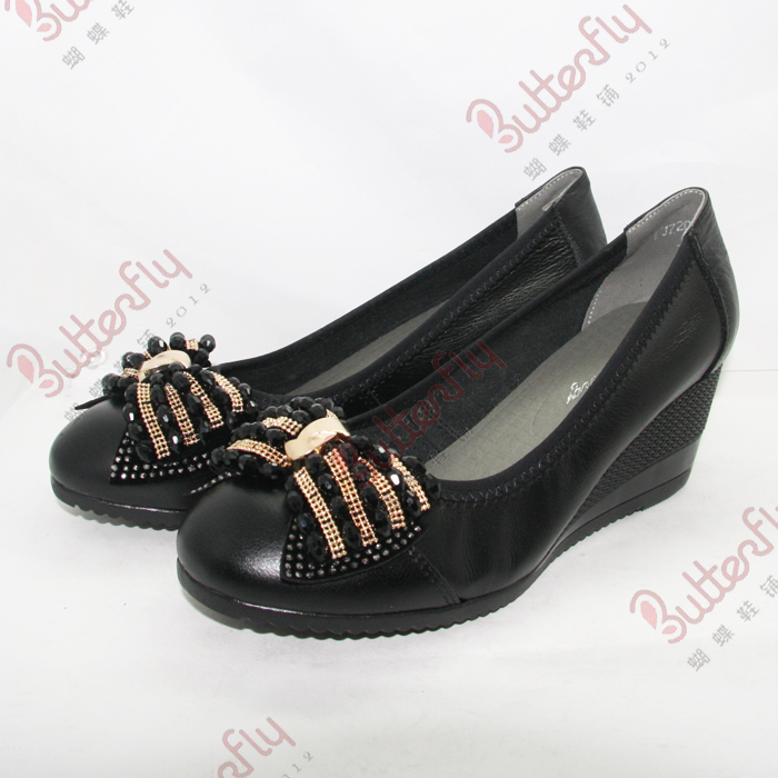 2014 women s spring shoes gold 7272 bow wedges shoes mother shoes genuine leather shoes