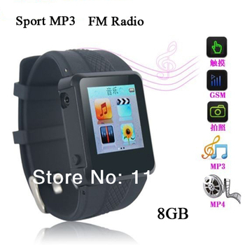 Оптовая продажа спорт наручные часы 8 ГБ mp3-плеер с диктофон чтения электронных книг FM радио бесплатная доставка