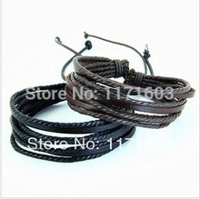 2pcs Men s Fashion Jewelry Wrap multilayer Genuine Leather Braided Rope Wristband bijouterie Cuff Man Love