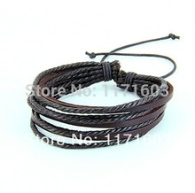 2pcs Men s Fashion Jewelry Wrap multilayer Genuine Leather Braided Rope Wristband bijouterie Cuff Man Love