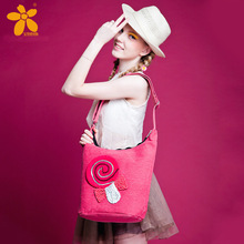 2014 Fashion Summer Country Style Fabric Woman Messenger bag Exquisite Applique Lady Handbag Cute Shopping bag