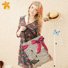 2014 Fashion Summer Country Style Fabric Woman Messenger bag Exquisite Applique Lady Handbag Cute Shopping bag  Free shipping
