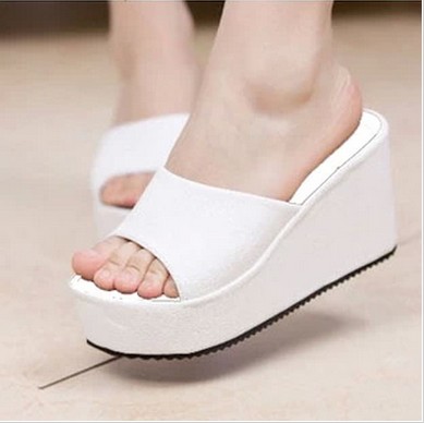 WinnyFu s product high heeled platform slippers women s shoes sandals white and black five sizes