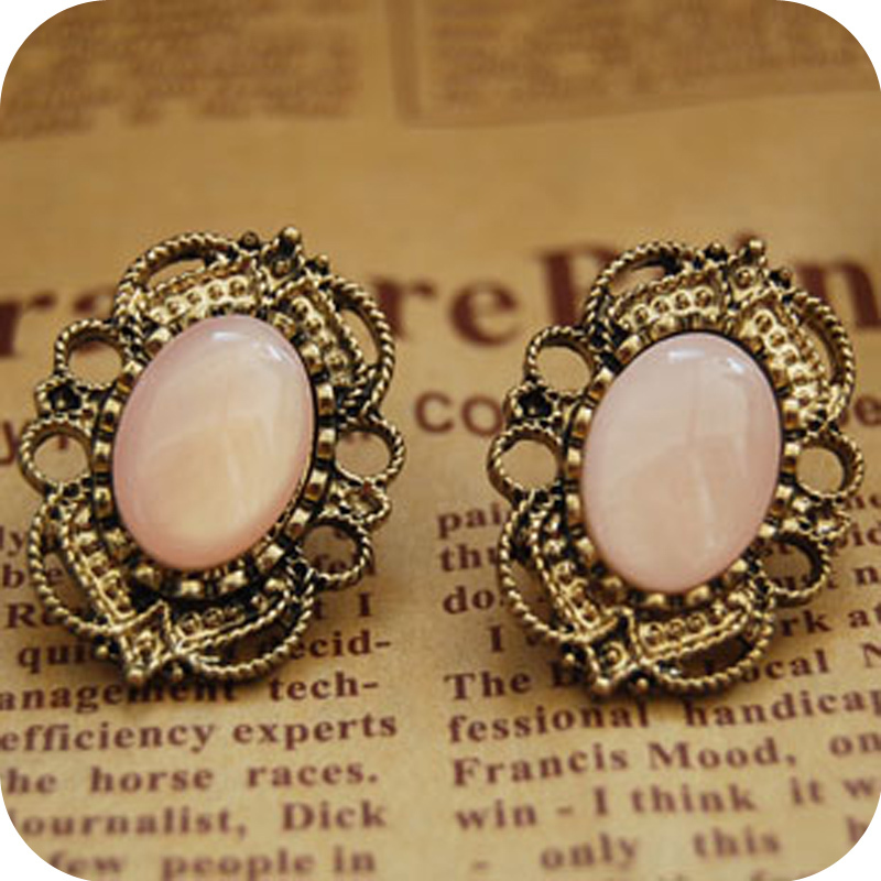 OMH wholesale 12pair 0 5 pair EH03 fashion accessories vintage cutout laciness inlaying gem stud earring