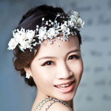 The bride handmade hair accessory polymer clay pearl rhinestone hair accessory marriage gift box flower set
