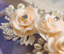 The bride handmade hair accessory polymer clay pearl rhinestone hair accessory marriage gift box flower set