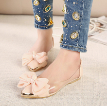 Metal toe 2014 transparent women flats princess shoes bow japanned leather women s boots sapatos femininos