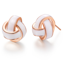 Accessories Brincos Tie Shape Rose Gold Platinum Plated Stud Enamel Earrings for Women Fashion Jewlery Ulove