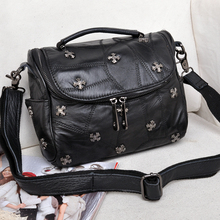 New arrival 2014 rivet suede fashion women’s handbag genuine leather patchwork one shoulder cross-body bag casual bag