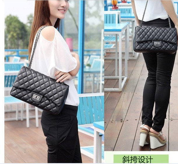 2014 classic plaid chain small sheepskin women s genuine leather messenger bag all match elegant suede
