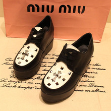 2014 spring and autumn color block women’s shoes decoration fashion vintage motorcycle platform shoes elevator shoes single