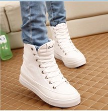 Spring high canvas shoes female platform single shoes women’s all-match elevator casual shoes female