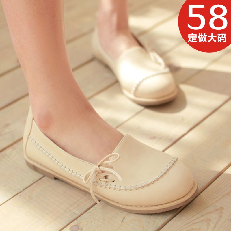 Shallow mouth round toe casual flat bottom single shoes slip resistant flat heel single shoes plus