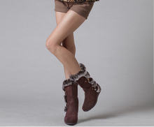 2014 women s winter shoes fox fur snow boots leather short boots new style snow boots