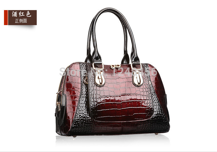 2014 Elegant Women louis bag purple crocodile grain Women Brand bags Genuine leather handbags women messenger
