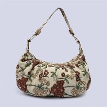 Coffee Shoulder Bag Chinese Women’s Linen Beaded Handbag Evening Bag Party Purse Makeup Bag Free Shipping 2509-RD
