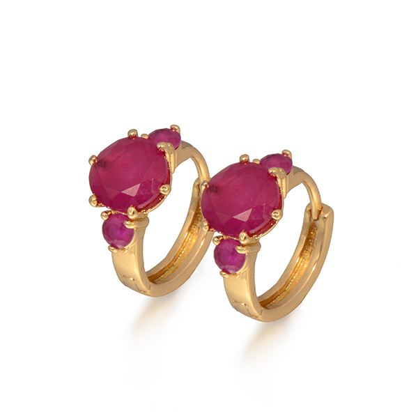 Fashion-Jewelry-18K-Yellow-Gold-Plated-Garnet-Round-CZ-Classic-Hoop ...