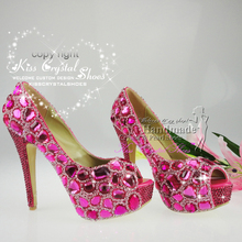 Fuchsia Wedding Shoes Peep Toe wedding platform shoes Perfect Dress Shoe perfect diamond fancy shoes with