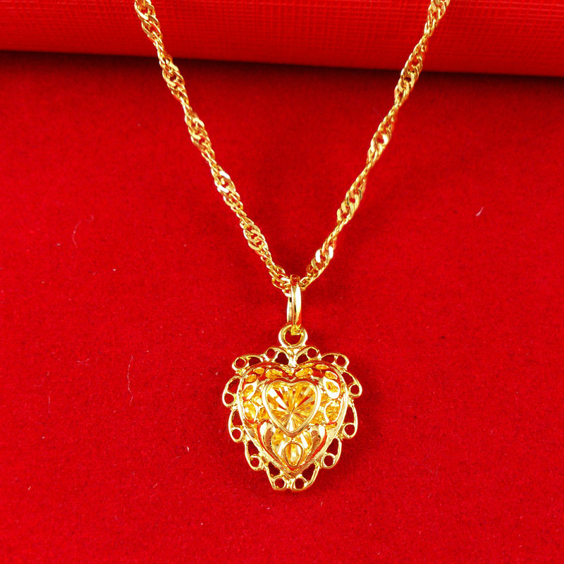 2015 New necklace Wholesale Free shipping 24k gold necklace unique heart sharped necklace pendant fashion woman