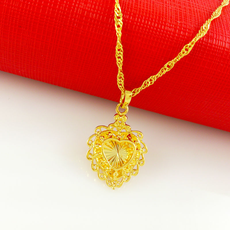 2015 New necklace Wholesale Free shipping 24k gold necklace unique heart sharped necklace pendant fashion woman