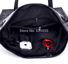 Fashion PU leather women big size messenger bag 2014 cool black skull women handbag large size