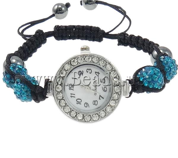Free shipping Shamballa Watch luxury Zinc Alloy with Rhinestone Clay Pave Wax Glass platinum color plated