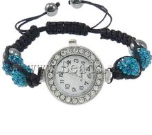 Free shipping!!!Shamballa Watch,luxury, Zinc Alloy, with Rhinestone Clay Pave & Wax & Glass, platinum color plated
