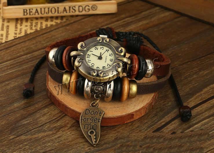 Free shipping coupon Fashion Watch Bracelet african style jewelry Cowhide with zinc alloy dial Wax Cord