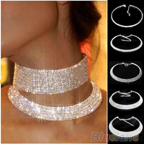 Hot Sale New Women Crystal Rhinestone Collar Necklace Choker Necklaces Wedding Birthday Jewelry 084O