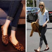 2014 women flats shoes Leopard shoes Genuine leather women flats candy color autumn solid color women flats