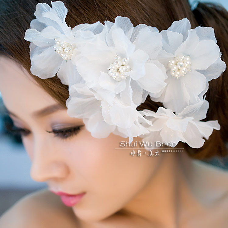 Water bride hair accessory hair accessory accessories big flower pearl hairpin set marriage accessories lily