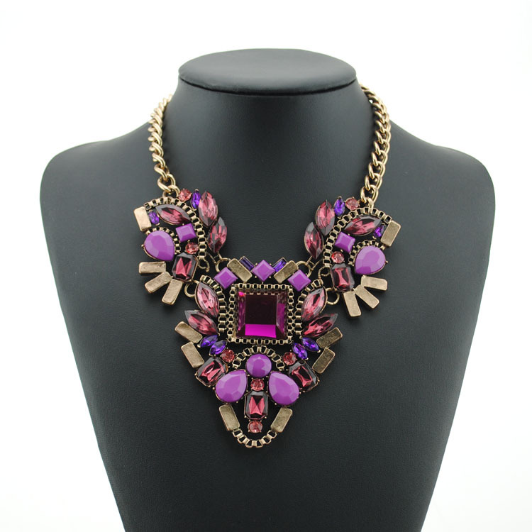 2015 Hot brand z necklace fashion party chunky luxury choker statement necklace Transparent flower Necklaces Pendants
