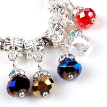 Wholesale 20PC Dangle Rhinestone Spacer Multicolor 6x8mm Faceted Crystal Glass Charms Loose Beads Fit Pandora European