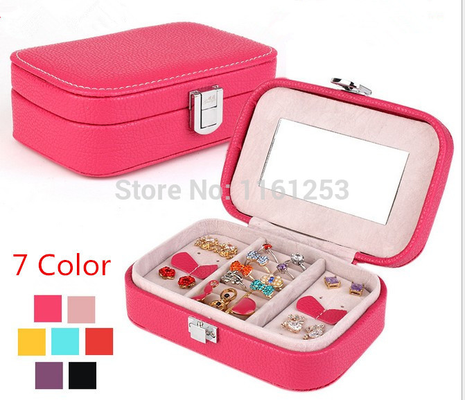 Free shipping New style High grade protable leather jewelry box for noble girl gift jewel casket