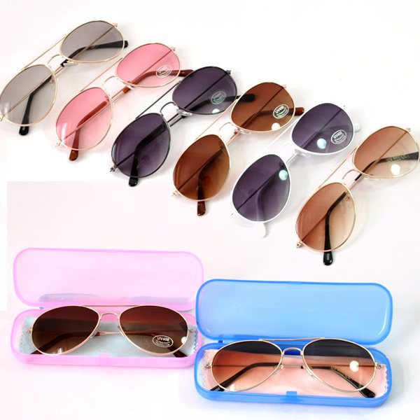 Free Shipping Infant Kids Boys Girls Fashion Sunglasses Metal Frame Child Goggles Box Clean Cloth