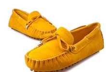Women s genuine Peas driving slip on Loafers lady flat shoes 