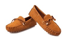 Women s genuine Peas driving slip on Loafers lady flat shoes 