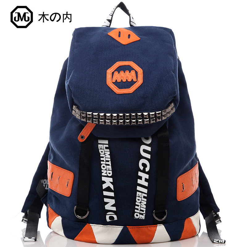 Wood travel bag backpack large capacity casual sports bag school bag rivet bag