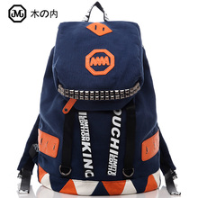 Wood travel bag backpack large capacity casual sports bag school bag rivet bag