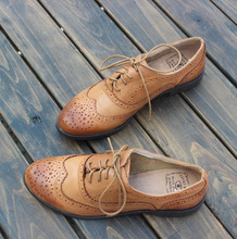 Ladies platform shoes women Genuine leather shoes Oxford shoes for women Brogues Leisure vintage classic women flats brand shoes