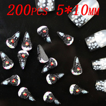 200pcs 10x5mm black color ice cream nail decoration fingernail stickers free shipping and wholesale