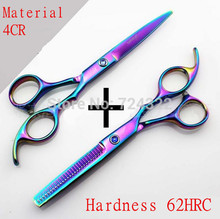 Professional 440C steel Hairdressing Scissors shears Set Kit Barber Hair Cutting Straight Thinning 6 0inch Clipper