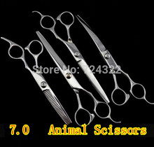 Professional Animal Pet Dog 7 0 Hairdressing Curved Scissors shears Barber Hair Cutting Straight Thinning Clipper