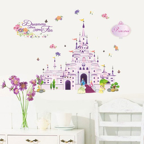 1 Piece Diy Cartoon Castle Wall Sticker Kid Room Removable Wall Poster X1509