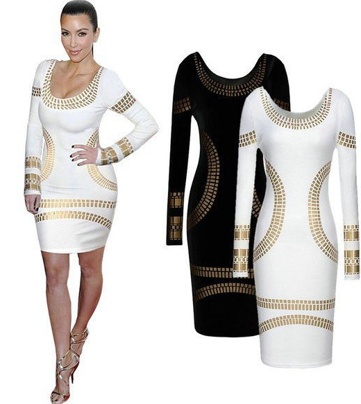... Dress-Women-Brand-Celebrity-4-Colors-Long-Sleeve-Sexy-Party-Dresses