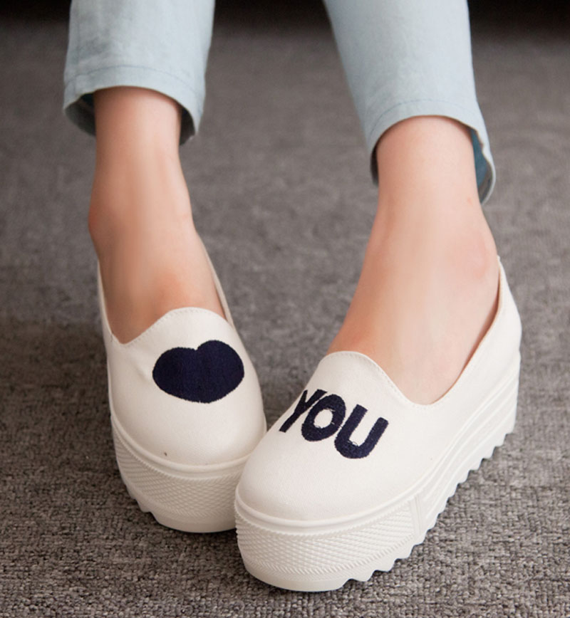 2014 spring love blue heart iou platform shoes wedges single shoes female shoes platform
