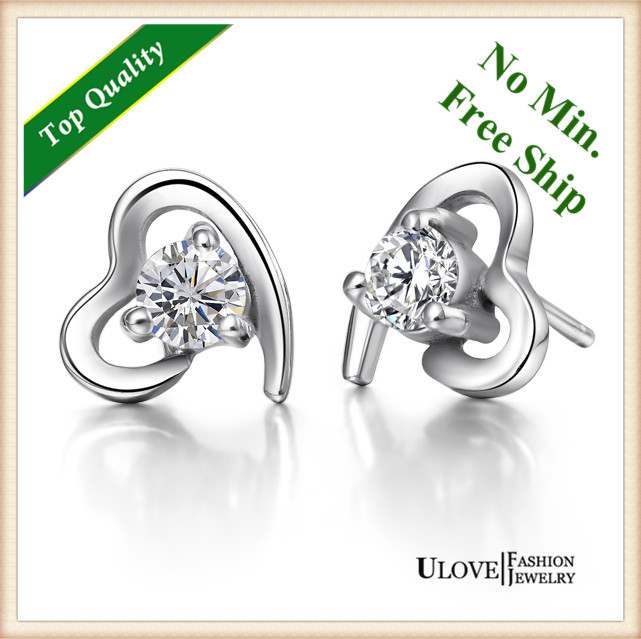 60 off Promotion Free Shipping 925 Sterling Silver White Purple Zircon Stud Earrings Heart Women Crystal