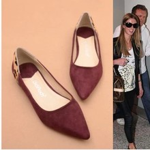 Normic 2014 new fashion personality fashion flat fashion leopard print color block pointed toe shoes all-match women’s shoes