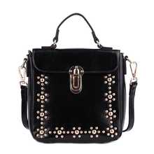 Hotsale wholesale genuine leather women messenger bags high quality cow leather rivets shoulder bags Y008 